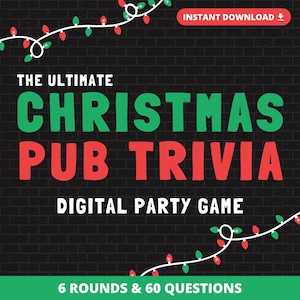 CHRISTMAS TRIVIA Digital Game | 6 Rounds & 62 Questions | Holiday Party Game | Built in PowerPoint