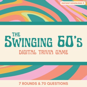SWINGING 60&#39;S TRIVIA Digital Game | 7 Rounds & 70 Questions | Perfect for 1960&#39;s Party | Instant Download | Built on PowerPoint
