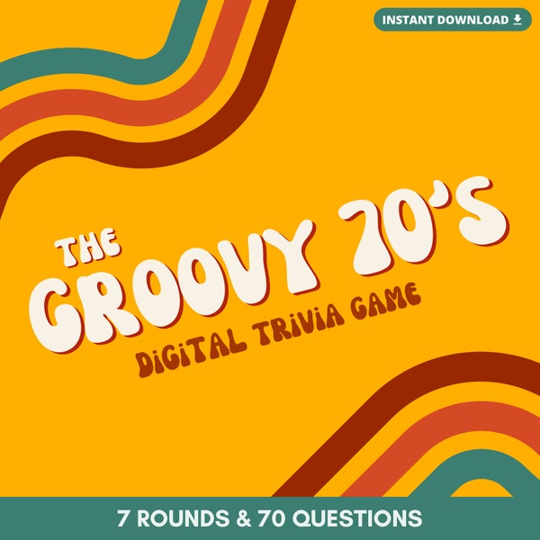 GROOVY 70'S TRIVIA Digital Game | 7 Rounds & 70 Questions | Perfect for 1970's Party | Instant Download | Built on PowerPoint