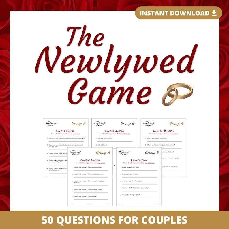 LE JEU DES JEUNES FILS | 5 tours et 50 questions | Jeu de société pour couples | Jeu imprimable | Téléchargement instantané image 1