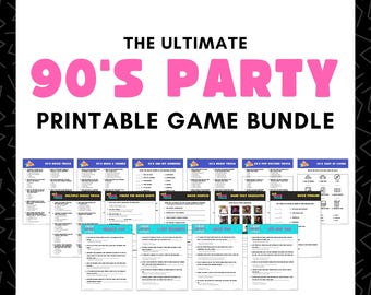 90er PARTY Spiele zum Ausdrucken | 3 Spiele enthalten | Sofortdownload | PDF-Dateien