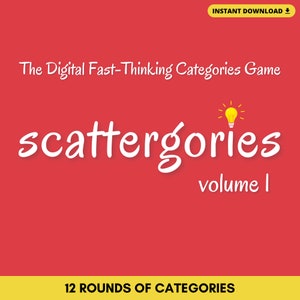 SCATTERGORIES Digital Game | Volume 1 | 12 Rounds of Categories | Virtual Game | Great for Parties & Team Building | Built on PowerPoint