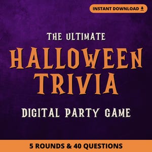 HALLOWEEN TRIVIA Digital Party Game | 5 Rounds & 40 Questions | Digital Download | Trivia Quiz | Virtual Game | PowerPoint