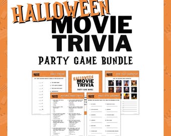 HALLOWEEN FILM TRIVIA Party Spiel Bündel | 4 Druckbare Spiele | Halloween Familienspiel | Sofortdownload | Film Trivia Quiz