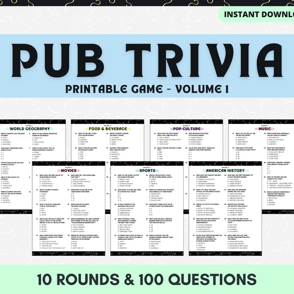 Movie Trivia Template Etsy Singapore
