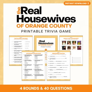 The Real Housewives of ORANGE COUNTY Printable Trivia Game | 4 Rounds & 40 Questions | Perfect for Bravo Fans | Instant Download | PDF Files