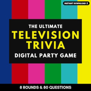 Ultimate TELEVISION TRIVIA Digital Game | 8 Rounds & 80 Questions to Test TV Knowledge | Play in Person or Virtually | Built on PowerPoint