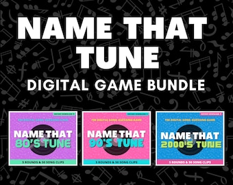 Name That Tune Digital Party Game Bundle: 80s, 90s, 2000s Music Trivia (PowerPoint Download)