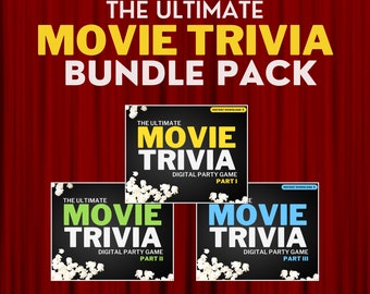 Pacchetto di giochi a quiz sui film: giochi di società in PowerPoint (download digitale)