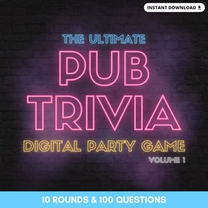 PUB TRIVIA Digitales Spiel | 10 Runden & 100 Fragen | Quiz-Spiel | Gesellschaftsspiel | Wissenswertes Nacht | Auf Power Point gebaut