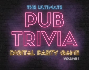 Juego digital PUB TRIVIA / 10 rondas y 100 preguntas / Juego de trivia / Juego de fiesta / Noche de trivia / Desarrollado en Powerpoint