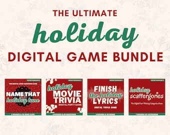 HOLIDAY PARTY GAME Bundle | 4 Digital Games Included | Name That Tune, Movie Trivia, Finish the Lyrics, Scattergories | Powerpoint Games