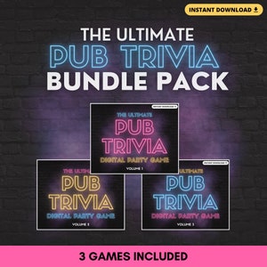 PUB TRIVIA GAME Bundle | 3 Games Included | Over 300 Questions | Trivia Game | Party Game | Built on Powerpoint