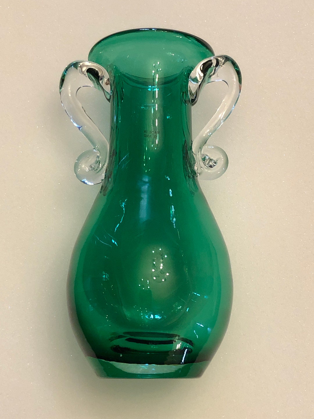 Green Glass Vase Made in Poland Etsy