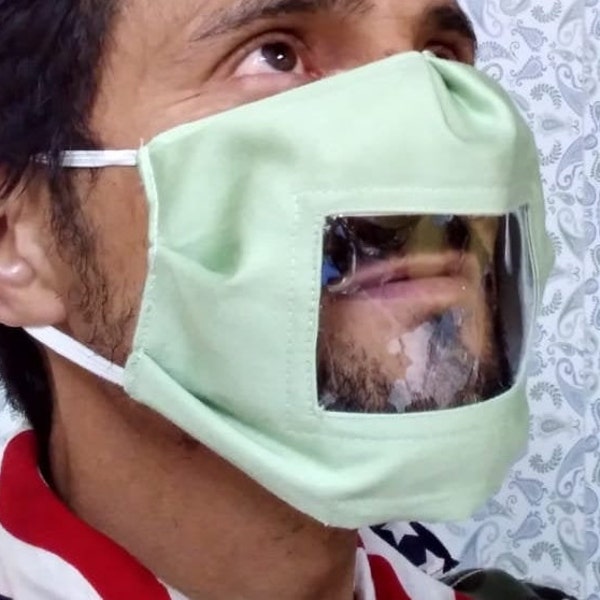 Mask With Clear Mouth Etsy