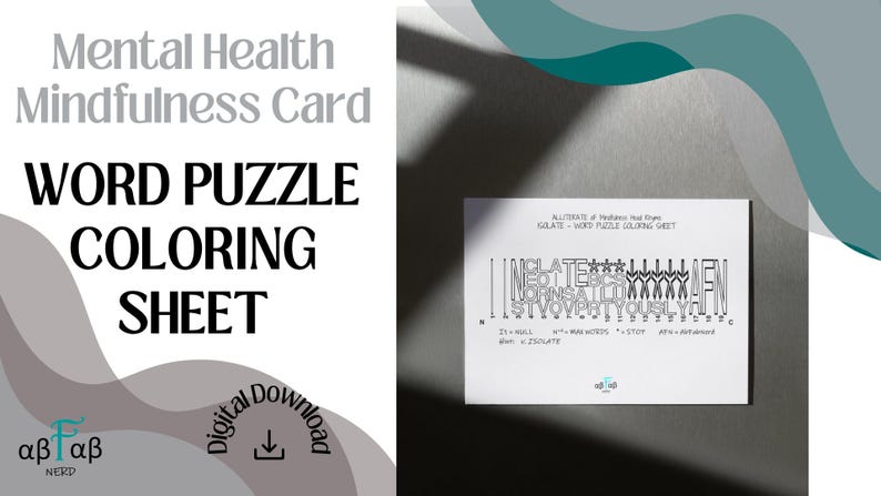 Isolate Puzzle Isolate WORD PUZZLE Coloring Sheet Daily Affirmation Digital Download ...