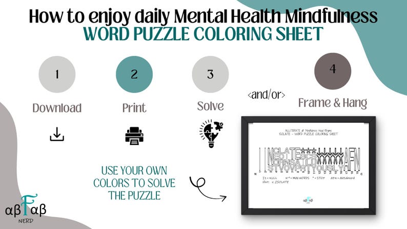 Isolate Puzzle Isolate WORD PUZZLE Coloring Sheet Daily Affirmation Digital Download ...