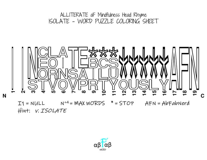 Isolate Puzzle Isolate WORD PUZZLE Coloring Sheet Daily Affirmation Digital Download ...