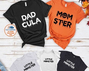 Matching Family Halloween Shirts, Funny Momster Dadcula Tees