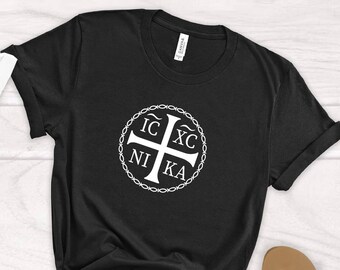 Christian Eastern Orthodox Shirt, Christogram T-Shirt, Cute Orthodox Tees, Jesus Christ Tops, Orthodox Faith Outfit, IC XC NIKA Greek,Unisex