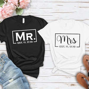 Future Mr Mrs T-shirts, Custom Couple Shirts, Bride Gift,Husband est 2023, Bachelorette Party, Wedding Gift, Honeymoon Gift,Just Married Tee