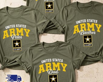 Custom US Army Family Shirt, Personalized Army Mom Dad Brother Military Tee