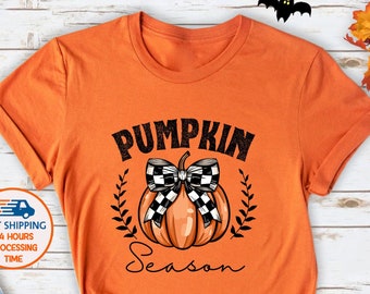 Halloween Pumpkin T-Shirt, Fall Gift Shirts for Women, Cute Fall Shirt, Halloween Pumpkin Shirt, Minimalist Halloween Tee, Pumpkin Season