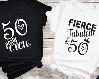 Fierce Fifty Birthday Shirt, Fifty Party Crew, 50 Years Old Outfit, 50th Party Trendy Clothes, 50th Birthday Shirt, Fifty And Fabulous Tee
