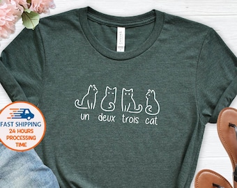 Un Deux Trois Cat T-Shirt: Funny Cat Lover Graphic Tee