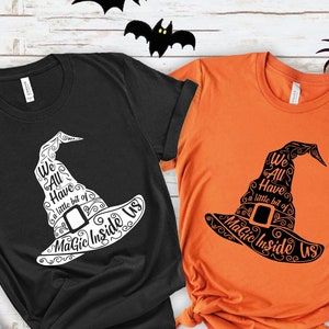 Halloween Witch Hat T-Shirt, Fall Shirt for Women, Halloween Gifts, Halloween Party Costumes,Horror Graphic Tees For Girl,halloween t shirts