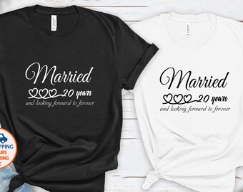 20th Anniversary Shirt: Married 20 Years Graphic Tee for Couples