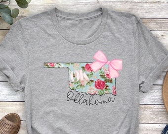 Oklahoma Map Shirt: Floral State Tee, Travel Gift