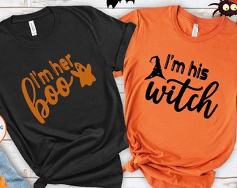I'm Her Boo & I'm His Witch Halloween Couple Shirts
