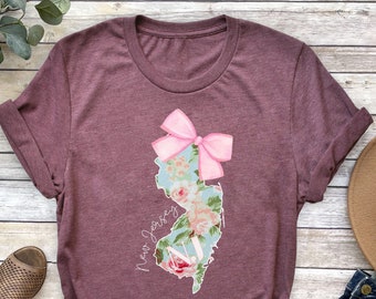 Floral New Jersey Map Shirt: State Pride Apparel