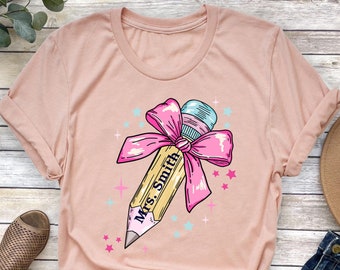Custom Teacher T-Shirt: Personalized Name, Back to School Tee