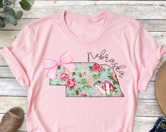 Nebraska Floral Map Shirt: State Pride Travel Tee
