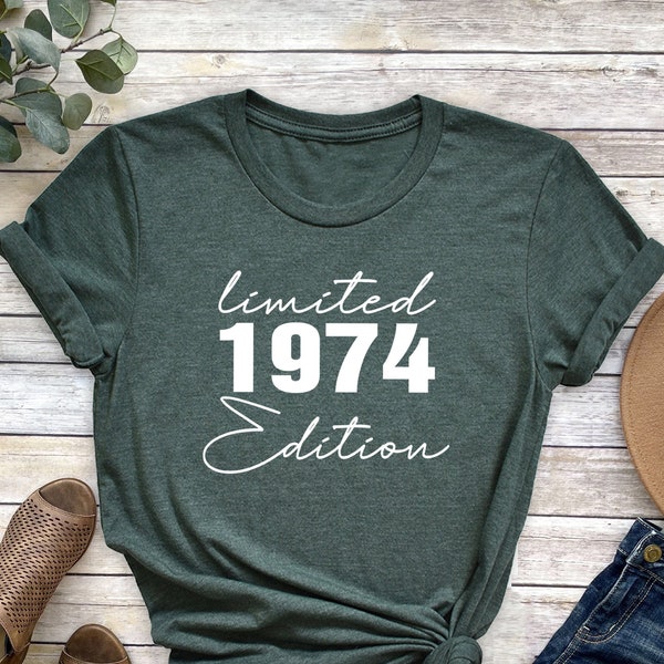 Limited Edition 1974 T-Shirt, 50th Birthday Party gift Shirt,50th Birthday Gift for Her,50th Birthday Gift for Women,Funny 50th Vintage Tees