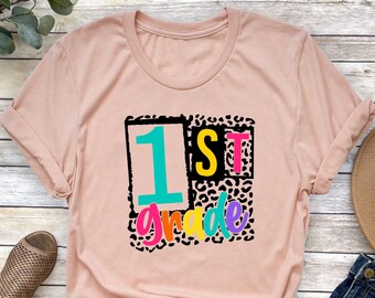 1st Grade Leopard Print Shirt - Back to School Tee