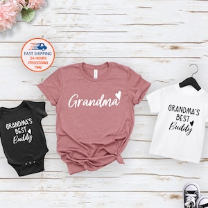 Matching Family Outfits, Grandma and Granddaughter Tops, Grandma Grandson Tees, Baby Announcement Gift, Baby Shower, Grandma and me T-shirts