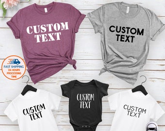 Family Matching Shirts, Custom Text, Your Logo, Personalized Family Squat, Matching Family Tees, Custom Unisex T-shirts, Camping Crew Tops