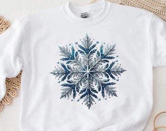 Snowflake Winter Christmas Sweatshirt, Snowflake Christmas Hoodie, Christmas Snowflake Sweater, Winter Sweatshirt, Women Christmas Sweater