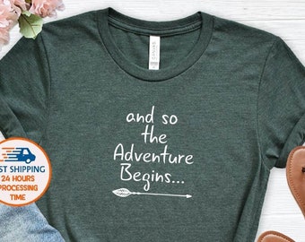 Adventure Begins Graphic Tee, Camping Trip Shirt, Family Vacation Outfit