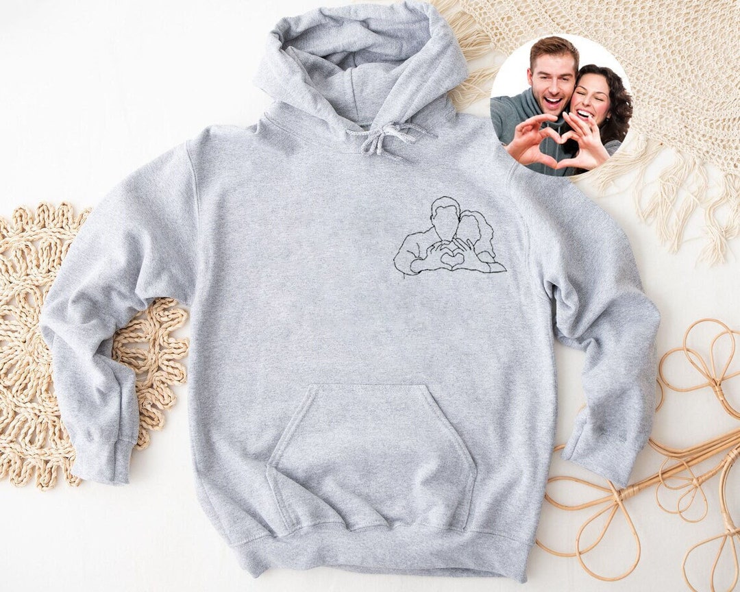 Pocket Custom Portrait From Photo Outline Photo Hoodie - Etsy Canada