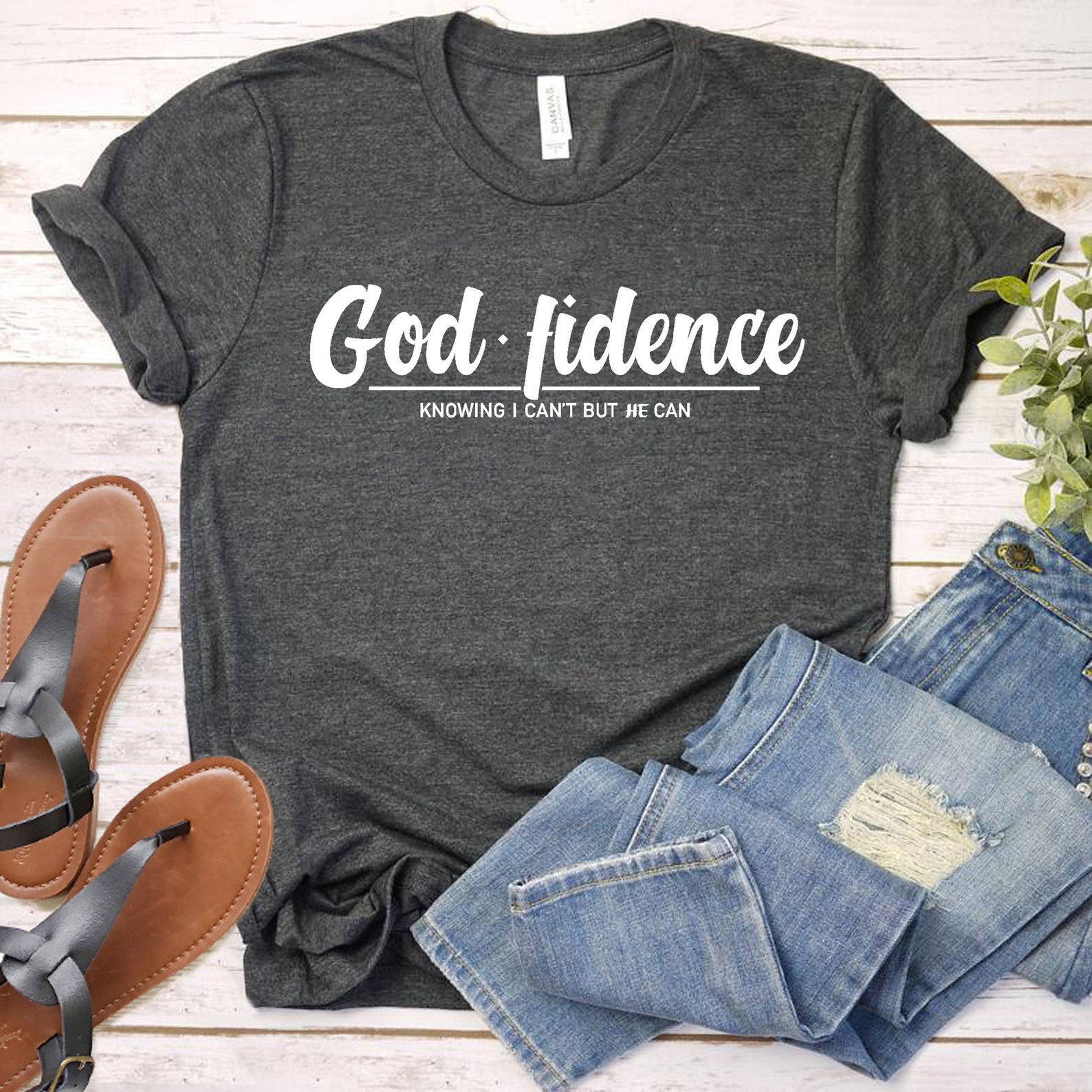 God Fidence Knowing I Can't but He can Shirt Christian | Etsy