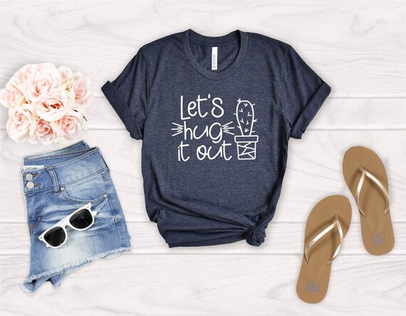 Let's Hug It Out Shirt Funny Cactus T-shirt Valentines - Etsy