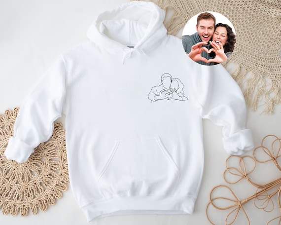 Buy Custom Outline Portrait Hoodie: Personalized Photo Sweatshirt