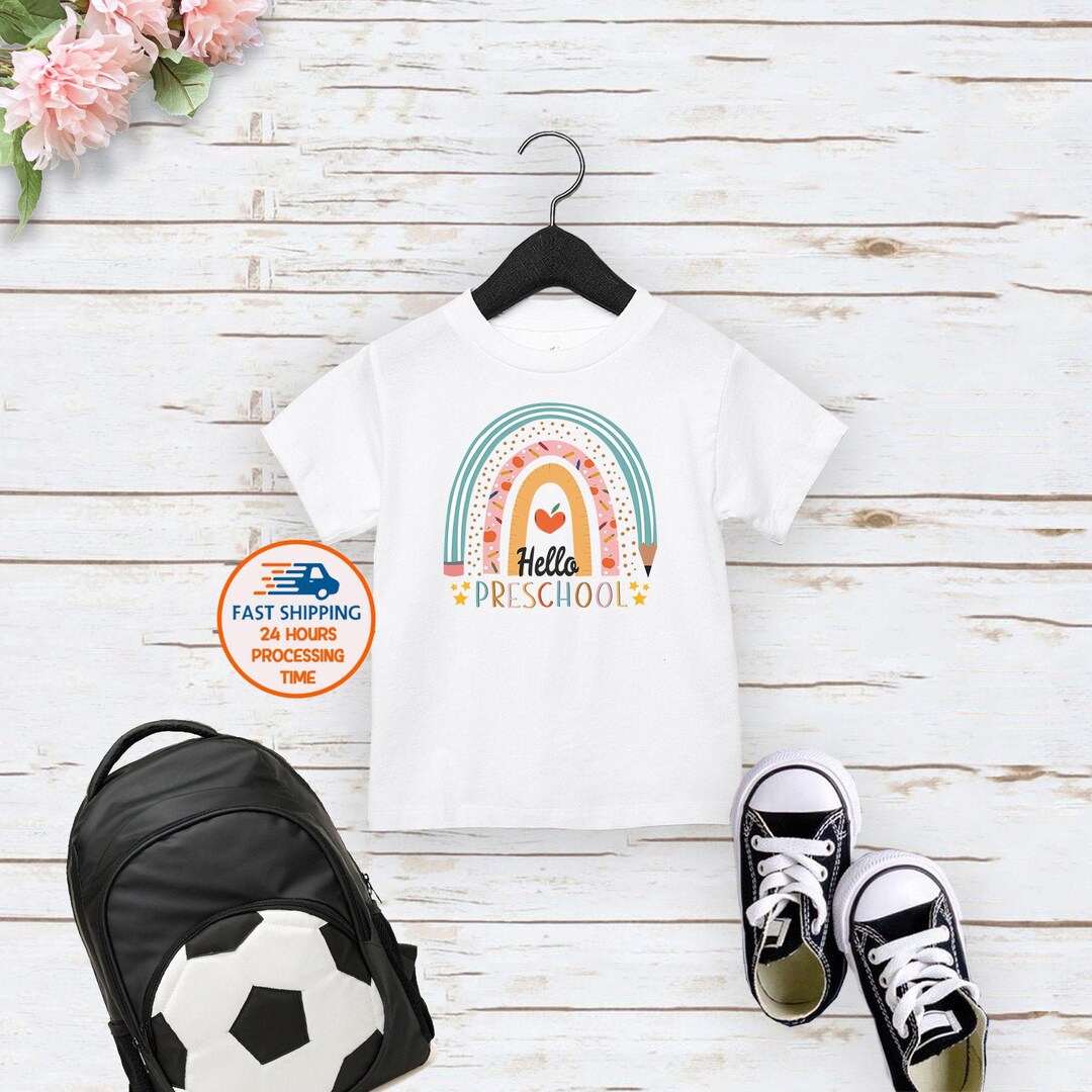 Hello Preschool Shirt Rainbow Preschool Tops First Day of - Etsy