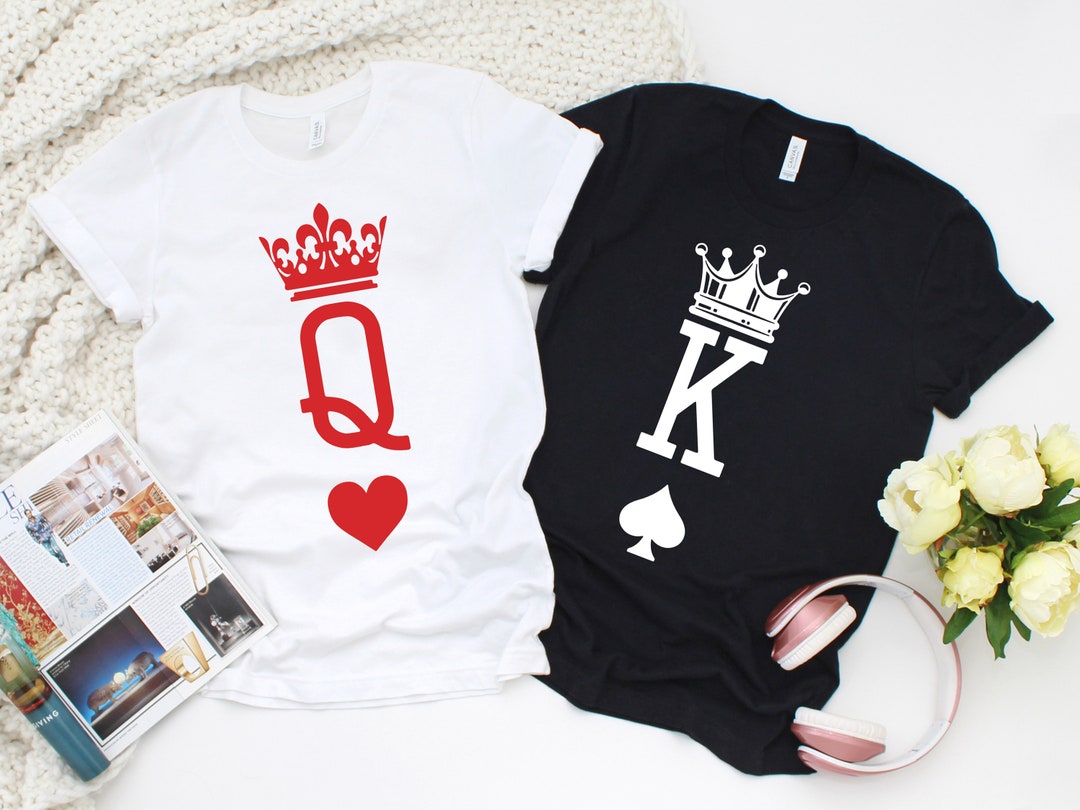 King and Queen Shirt, Couple Shirts, King of Spades and Queen of Hearts ...