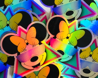 Holographic Retro Minnie Mouse Sticker | Disney sticker water bottle laptop skateboard planner cell phone iPhone