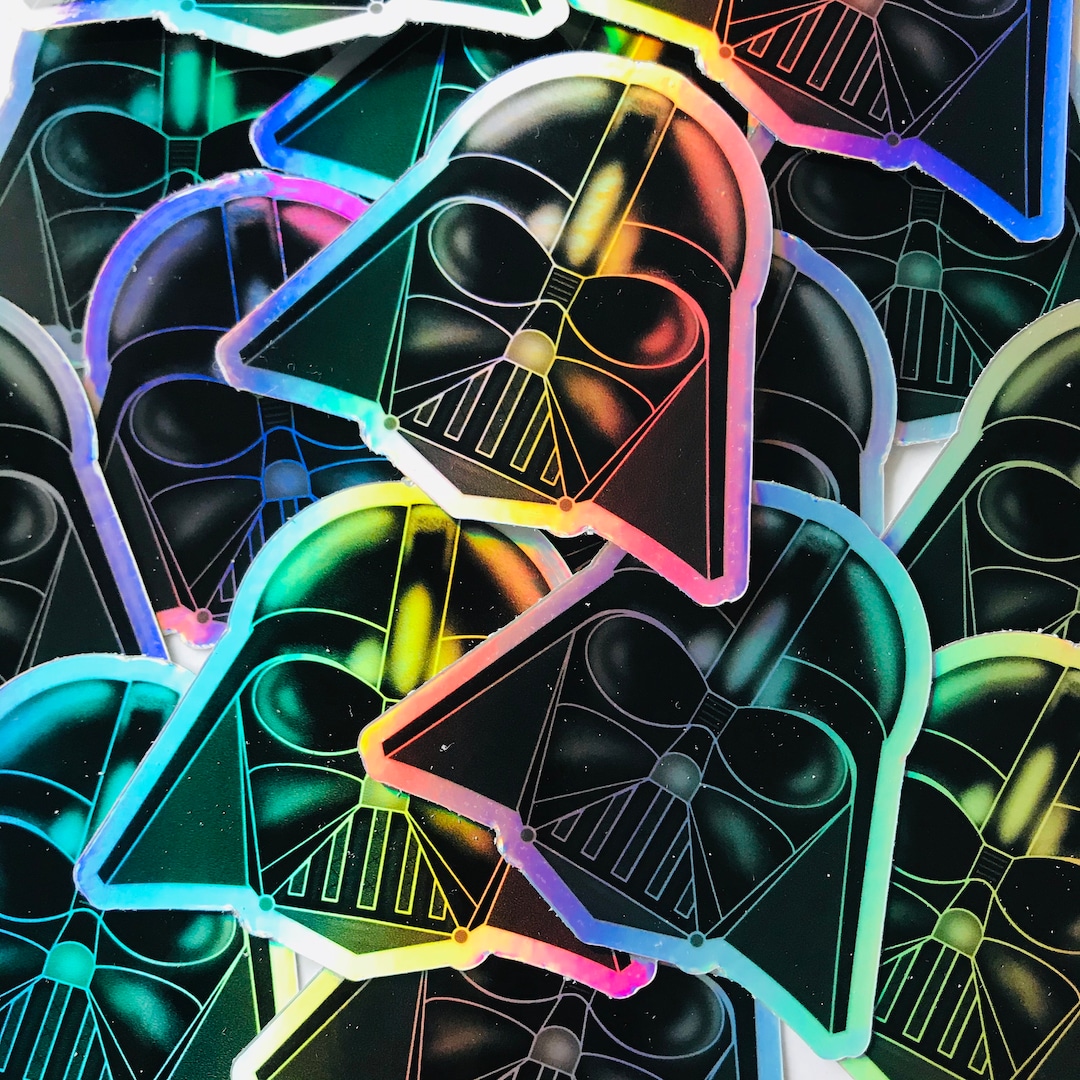Holographic Darth Vader Helmet Sticker Star Wars Sticker Water Bottle